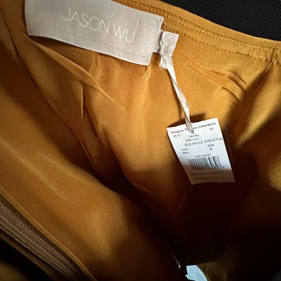 Designer Gold Pencil Skirt - Jason Wu 100% Silk - Picture 5 of 8